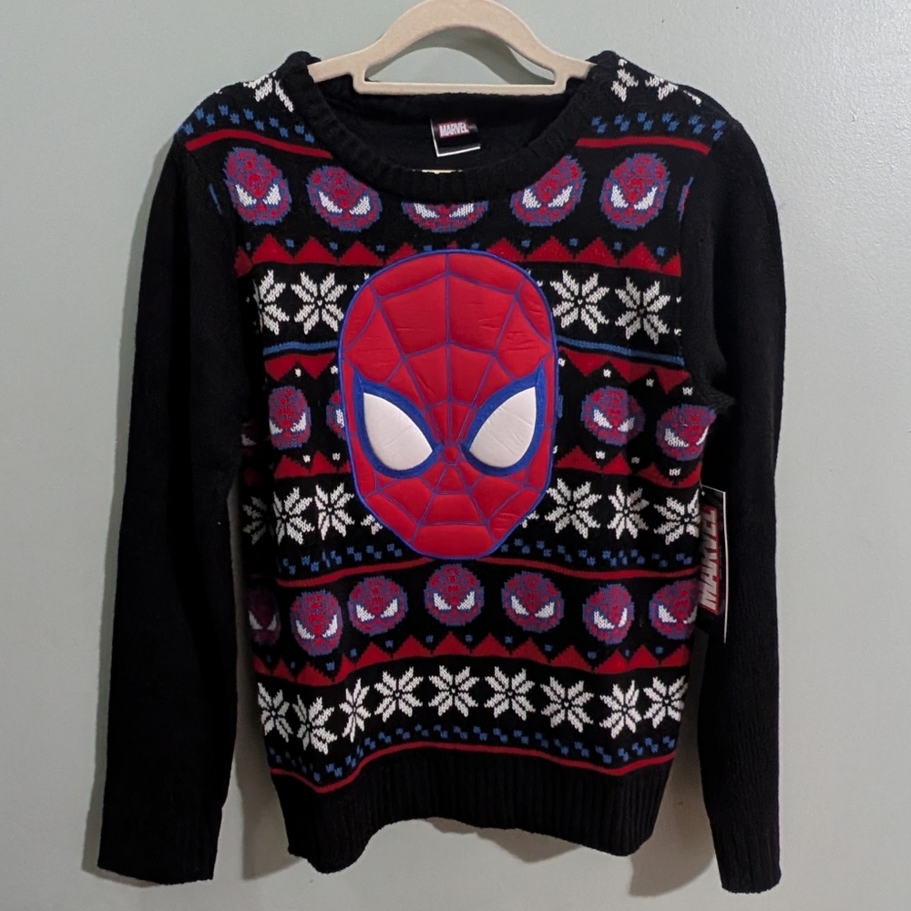 NWT Marvel Spider-Man CHRISTMAS Sweater Youth Large (10/12) *M25